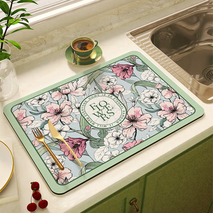 Floral Design Kitchen Mat