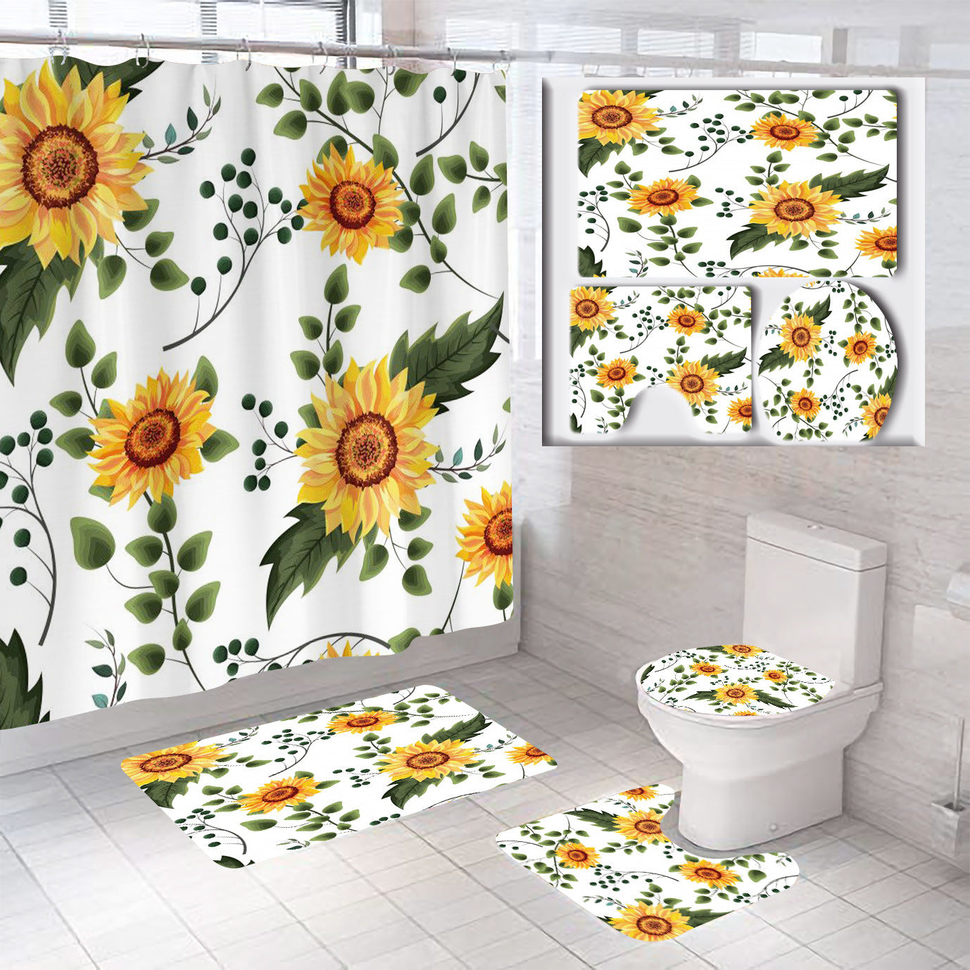 Floral Theme Bathroom Décor Set