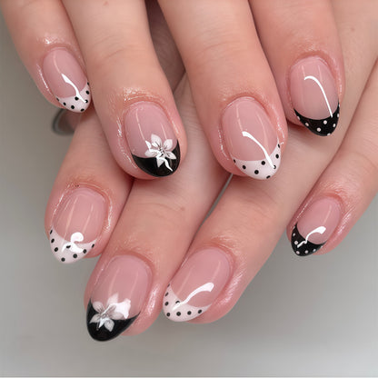 Decorative French Tip Press-On Nails Acalora