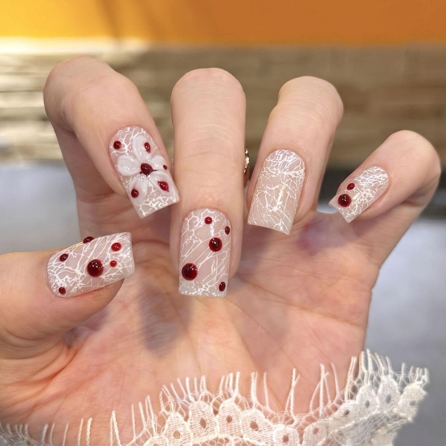 Artistic Press-On Nail Art Set with Unique Design Acalora