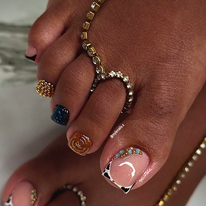 Elegant Press-On Nail Art Set with Decorative Accents Acalora