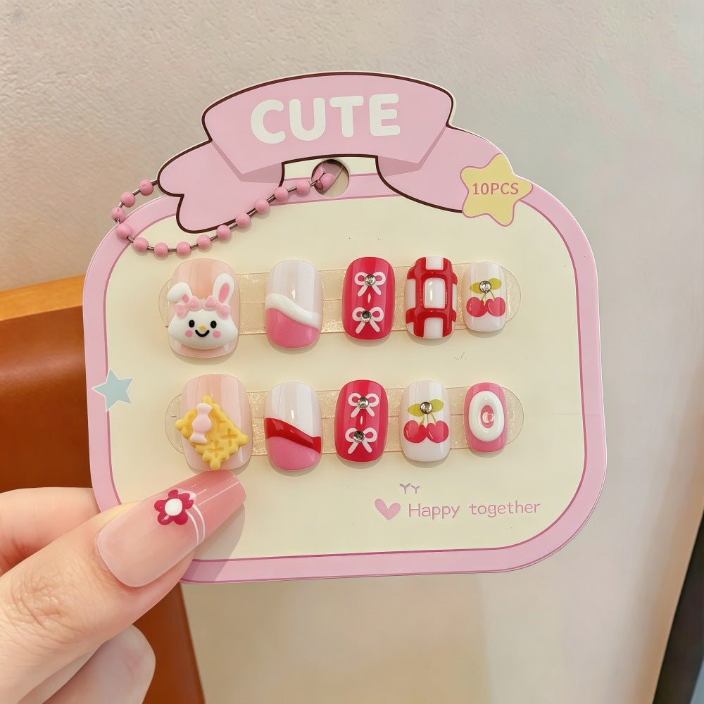 Playful artificial nail set with colorful designs Acalora