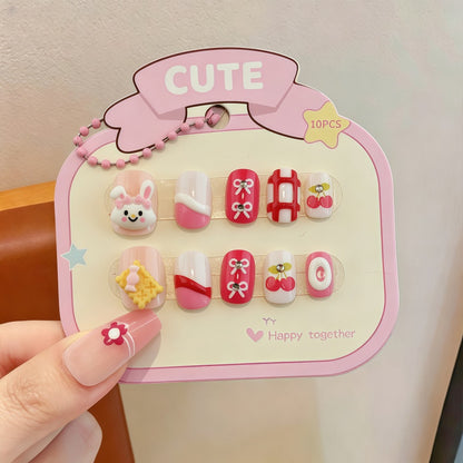 Playful artificial nail set with colorful designs Acalora