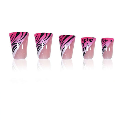 Decorative Stiletto Press-On Nails with Animal Print and Gemstone Accents Acalora