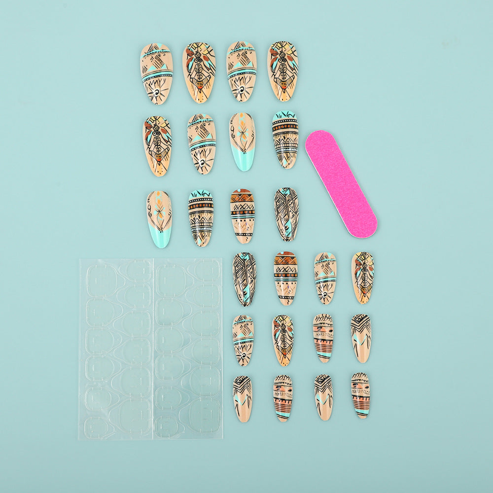 Artificial nails with exotic tribal design Acalora