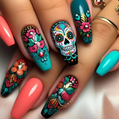 Artistic Day of the Dead Nail Art Acalora