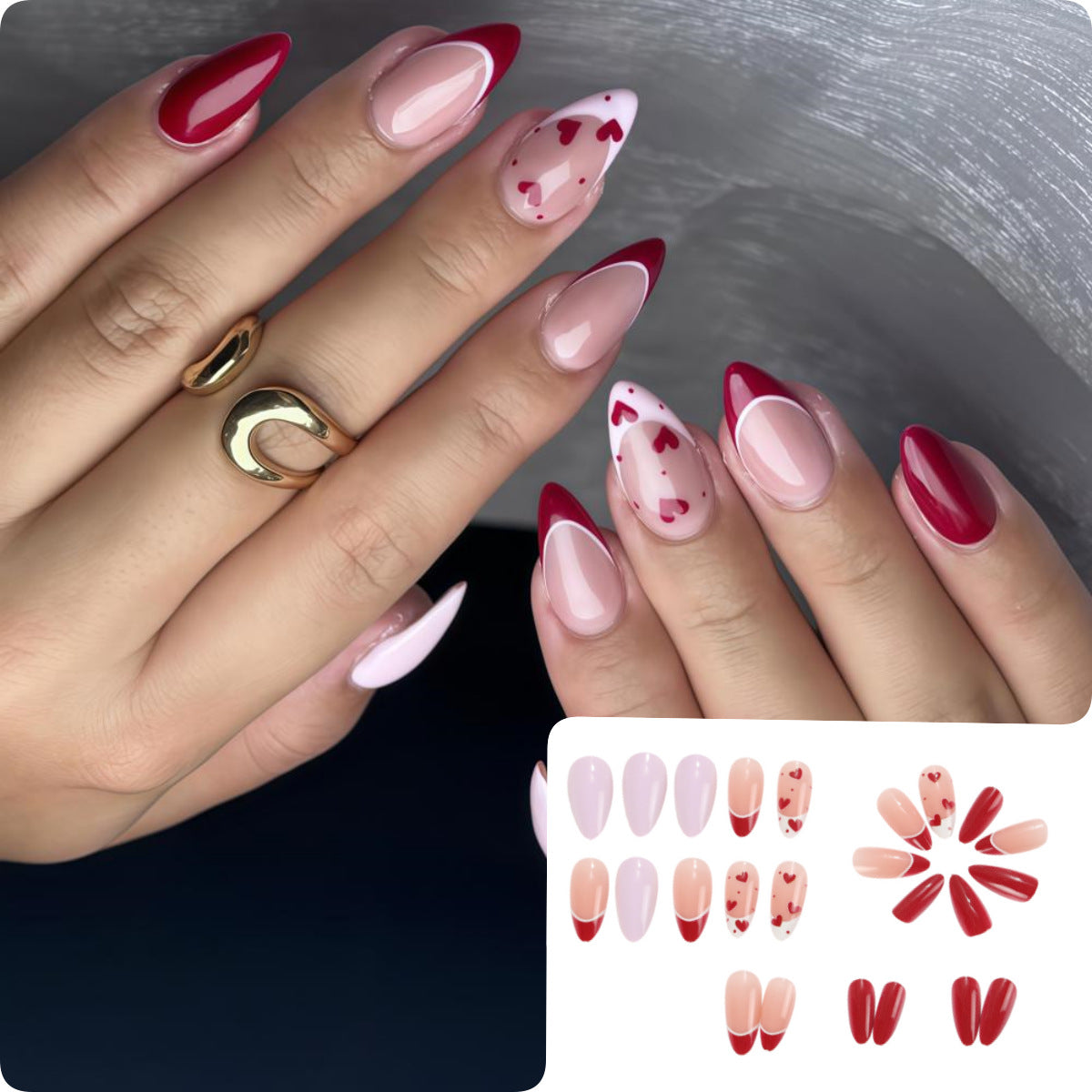 Artistic Heart Motif Art Nails Acalora