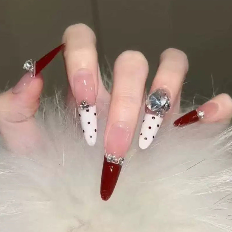 Glamorous artificial nail tips with 3D flower and crystal embellishments Acalora