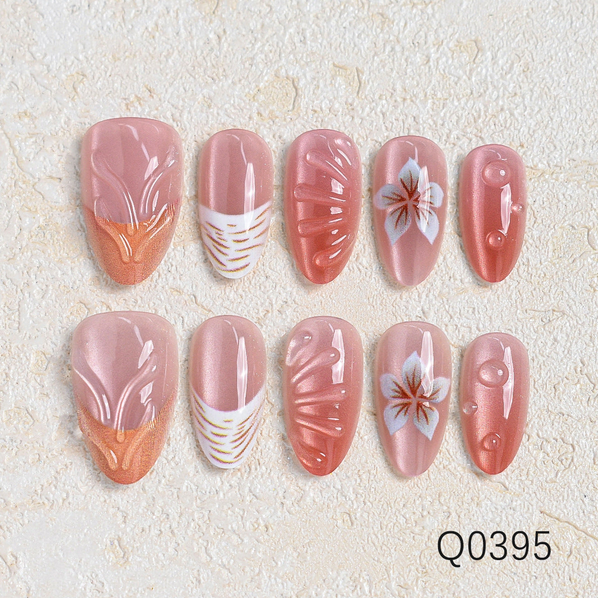 Artistic Floral Design Press-On Nail Set Acalora
