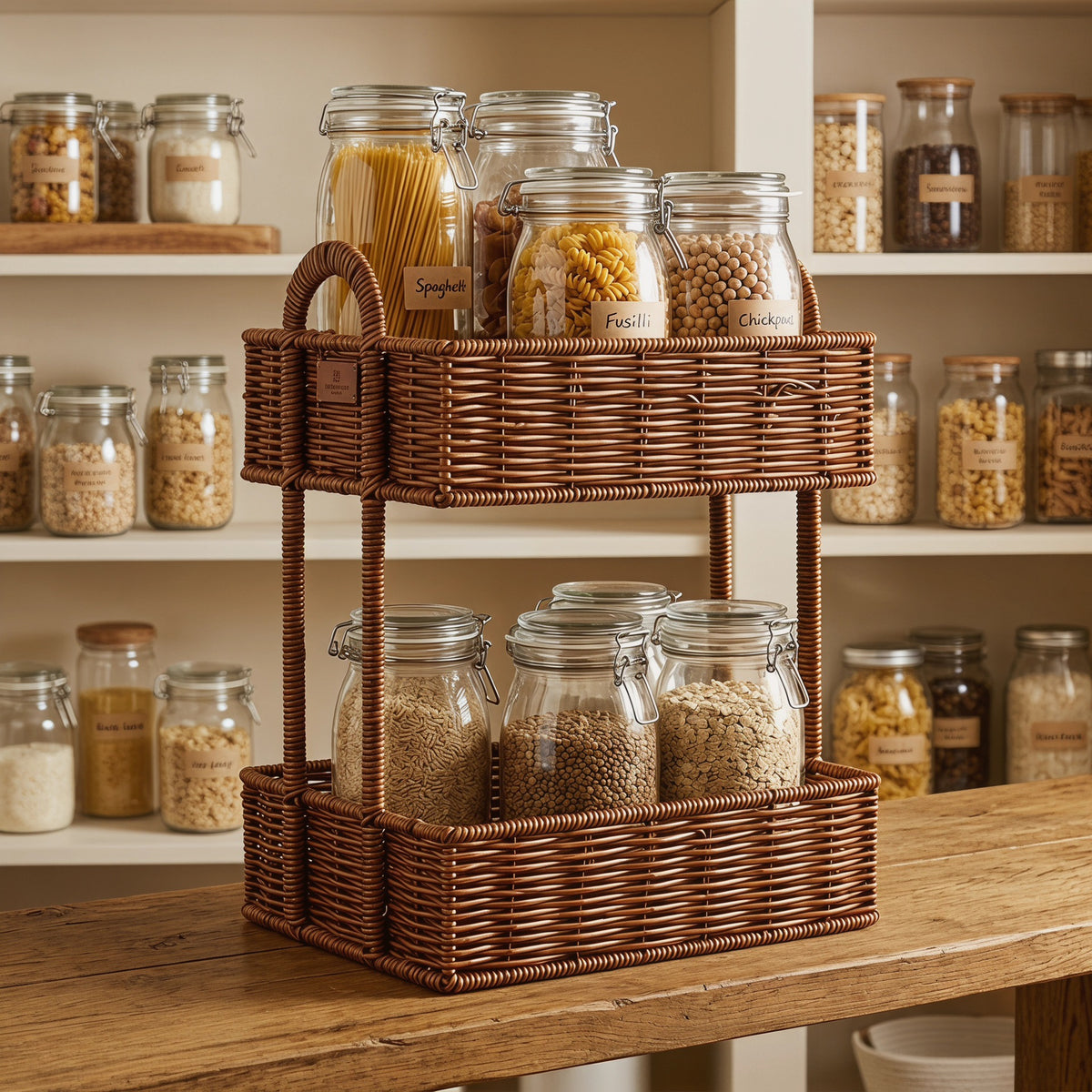 Bathroom shelf entirely made of rattan Acalora