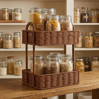 Bathroom shelf entirely made of rattan Acalora