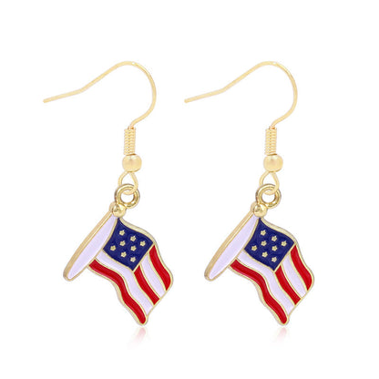 Women's lightweight star earrings with enamel flag design and fishhook Kalsten