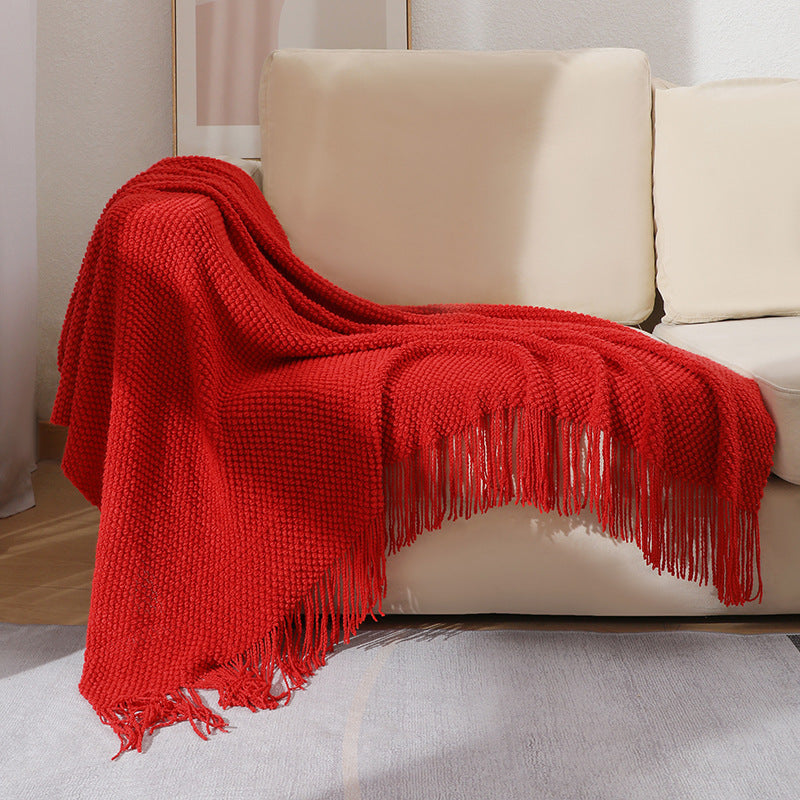 Textured Fringe Throw Blanket