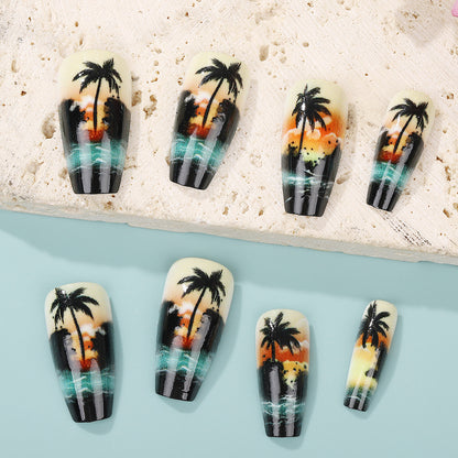 Artificial nails with tropical palm design Acalora