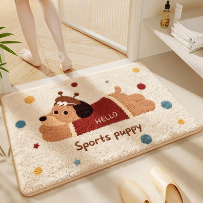 Cartoon Dog-themed Bath Rug