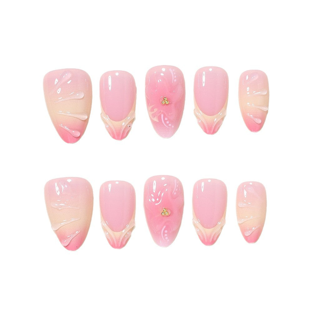 Elegant Floral Press-On Nail Art Set Acalora