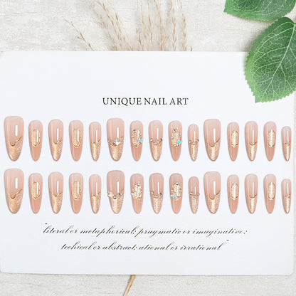 Art nail set with elegant gold glitter design Acalora