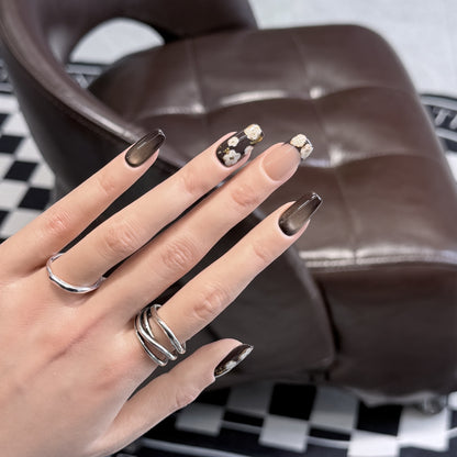 Artistic Floral-Embellished Press-On Nail Set Acalora