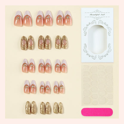 Premium Decorative Press-On Nail Set with Elegant Floral Accents Acalora