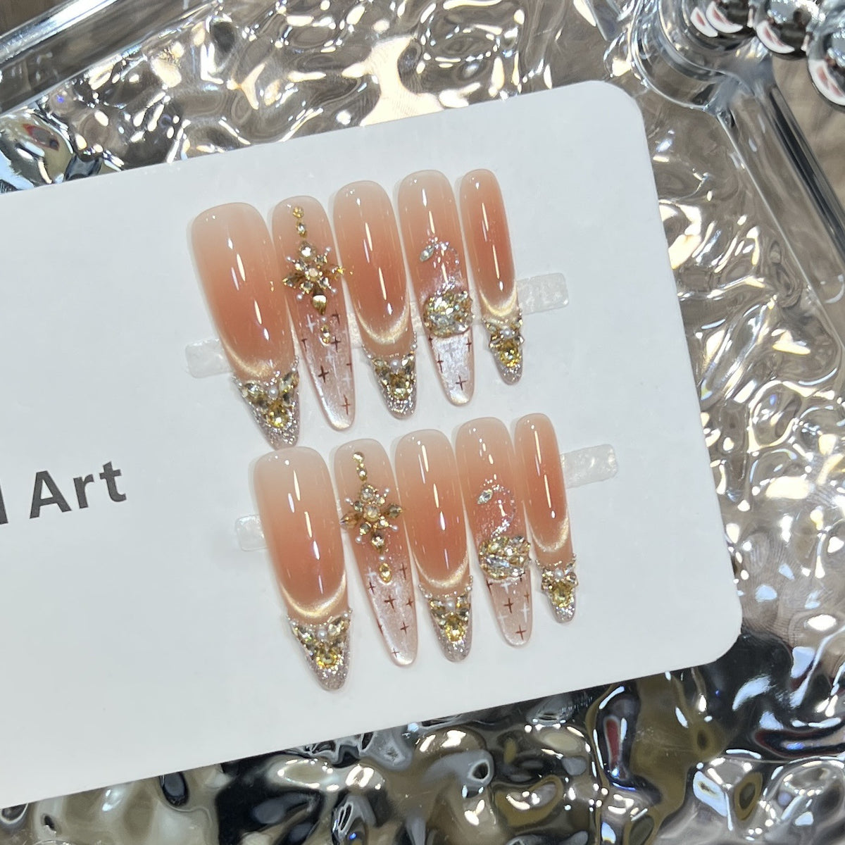 Elegant Stiletto Press-On Nail Set with Decorative Accents Acalora