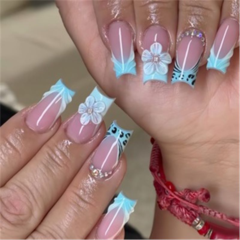 Artistic Press-On Nail Set with Premium Embellishments Acalora