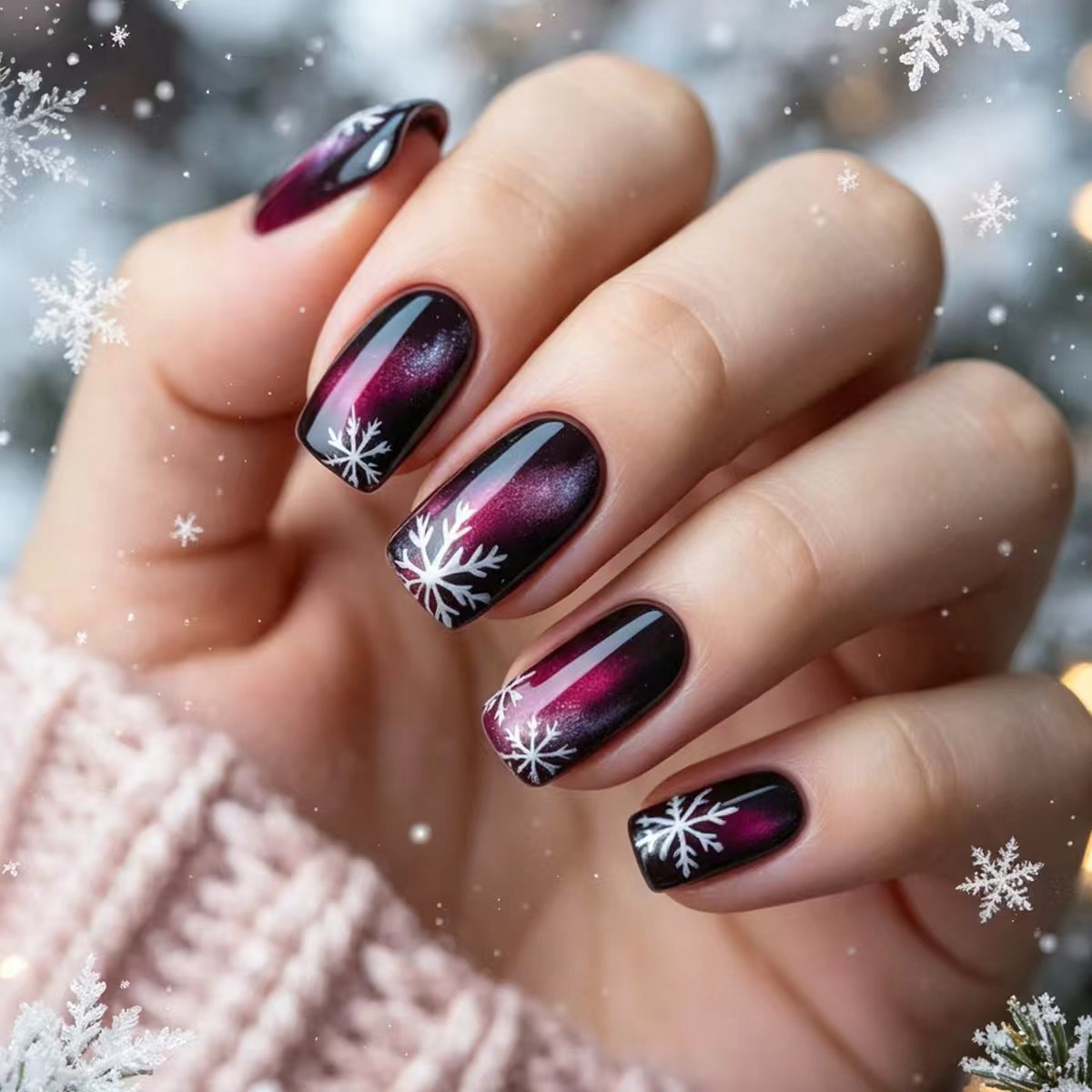Winter-Themed Detailed Nail Art Acalora