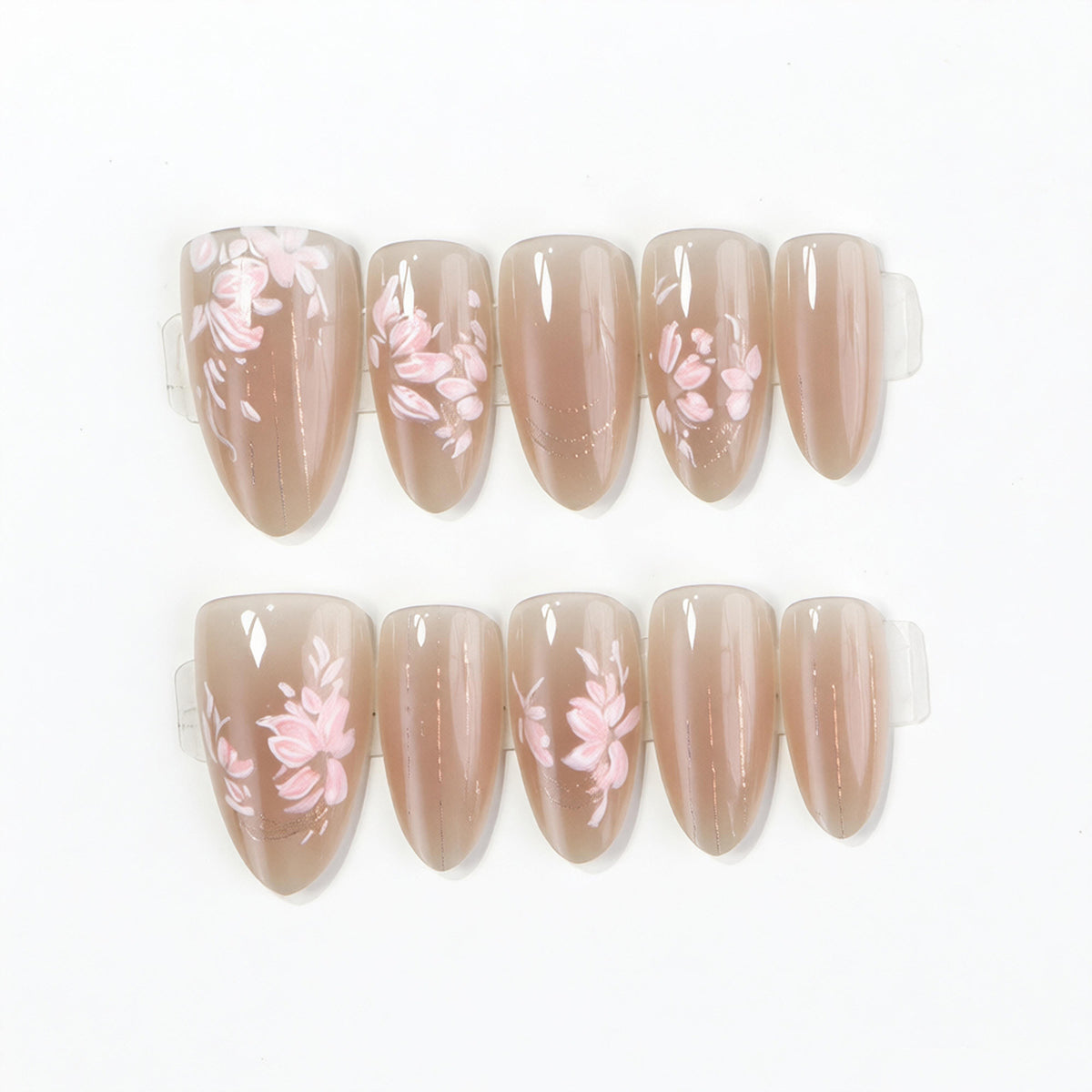 Elegant Floral Press-On Nail Art Set Acalora
