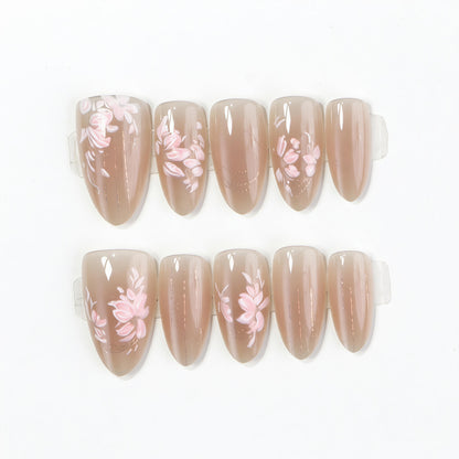 Elegant Floral Press-On Nail Art Set Acalora