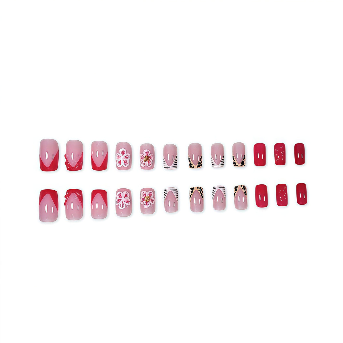Decorative Press-On Nail Art with Floral Designs Acalora