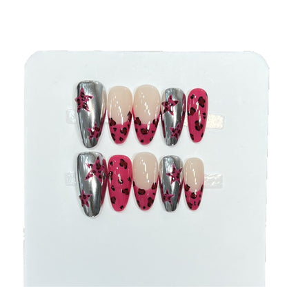 Stylish Stiletto Press-On Nail Set with Artistic Printed Designs Acalora