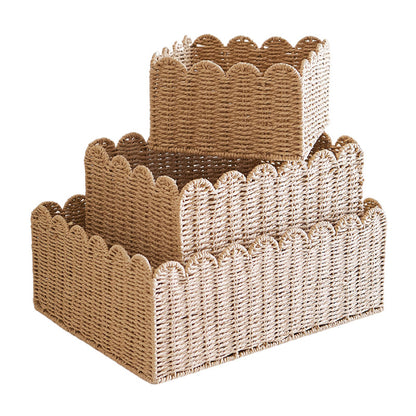 Scalloped Woven Storage Basket Acalora