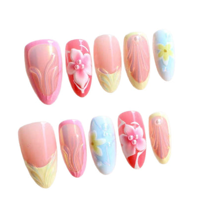 Artistic Floral Press-On Nail Set Acalora 1788497796