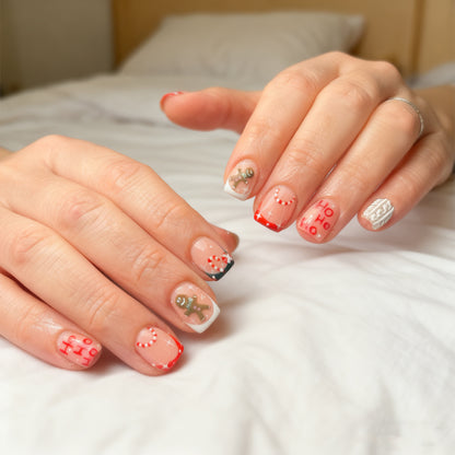 Festive Holiday-Themed Press-On Nail Art Acalora