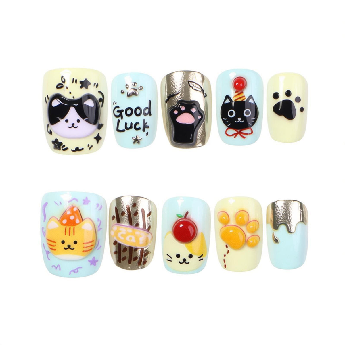 Whimsical Thematic Press-On Nail Art Set Acalora