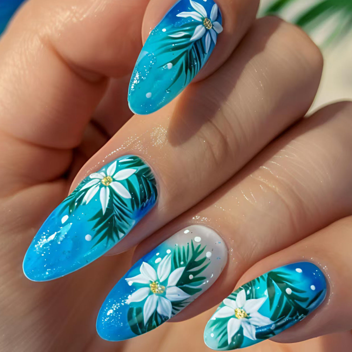 Tropical Floral Nail Art Acalora