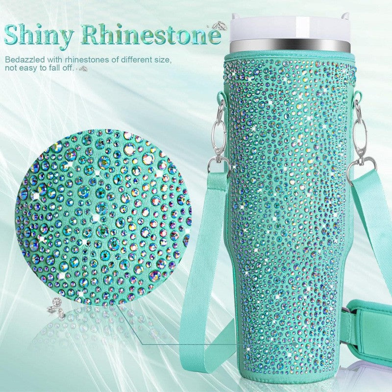 Ladies trendy and sparkling drinking bottle with shoulder bag Bowlift