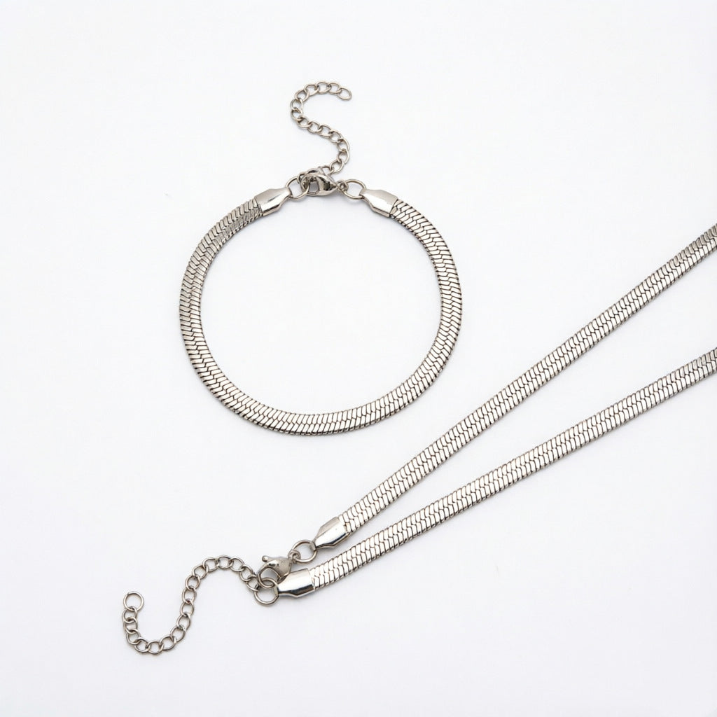 Elegant Textured Chain Jewelry Set Acalora
