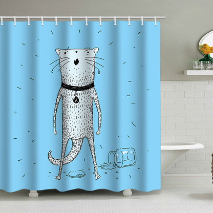 Artistic Dog Illustration Shower Curtain