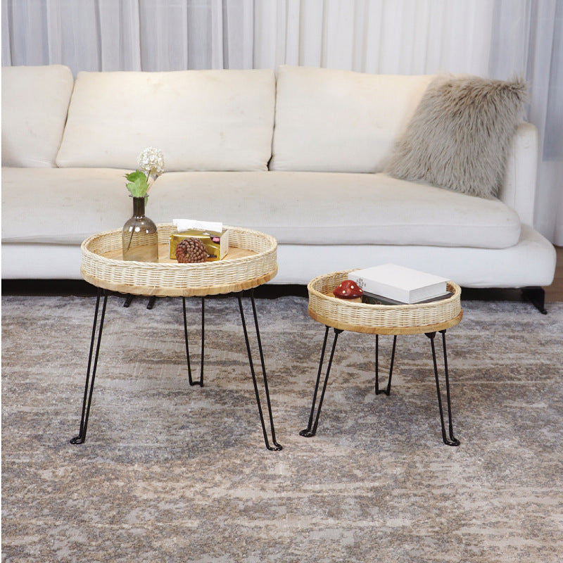 Woven Round Storage Table Acalora