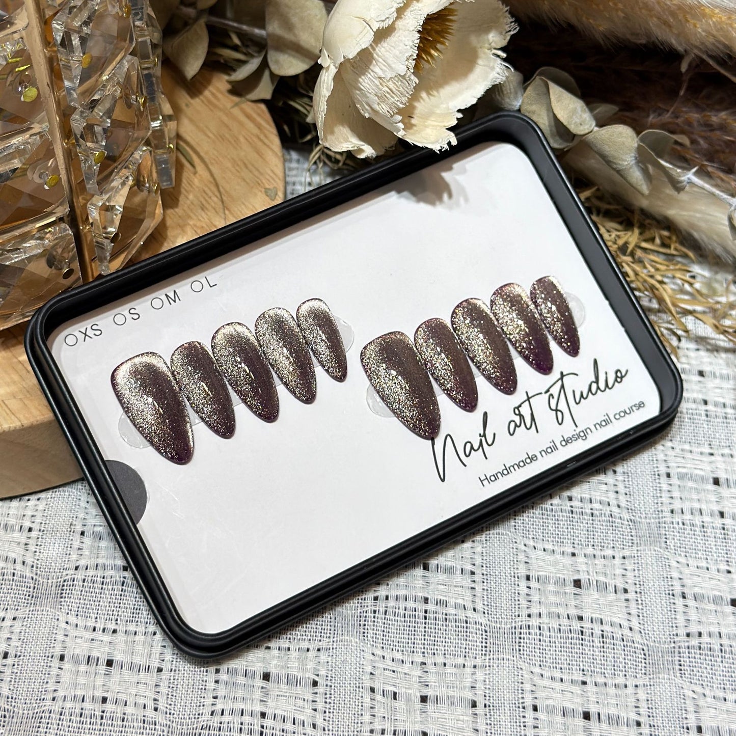 Glamorous Stiletto Press-On Nail Set with Glitter Finish Acalora