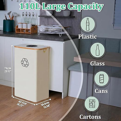 Elegant recycling bin with removable lid and compartments Acalora