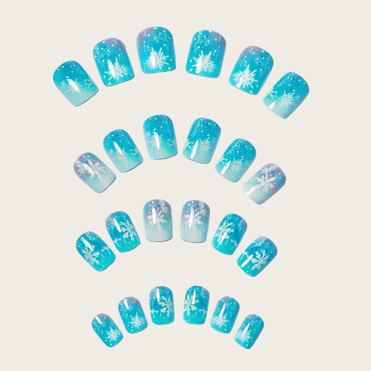 Seasonal Snowflake-Themed Press-On Nail Set Acalora