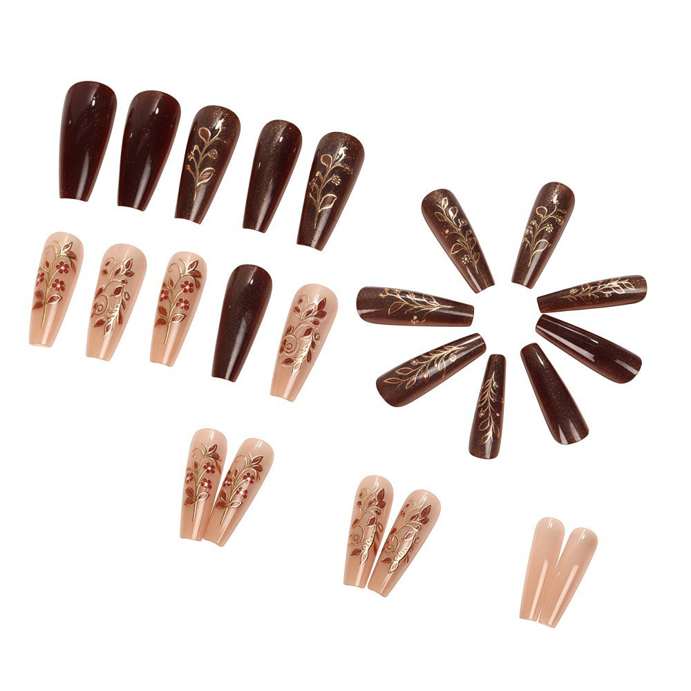 Artificial nails with elegant floral decorations Acalora