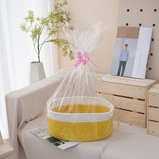 Natural storage basket with ribbons Acalora