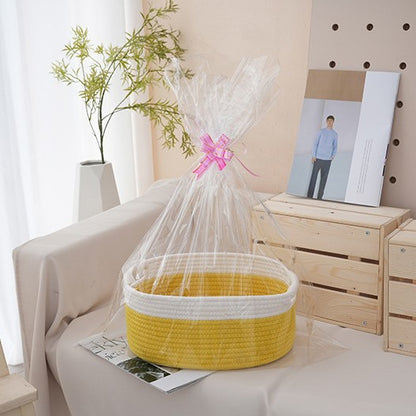 Natural storage basket with ribbons Acalora