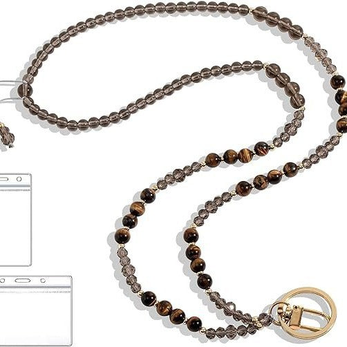Beaded Lanyard with Retractable ID Holder Acalora