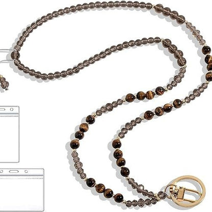 Beaded Lanyard with Retractable ID Holder Acalora
