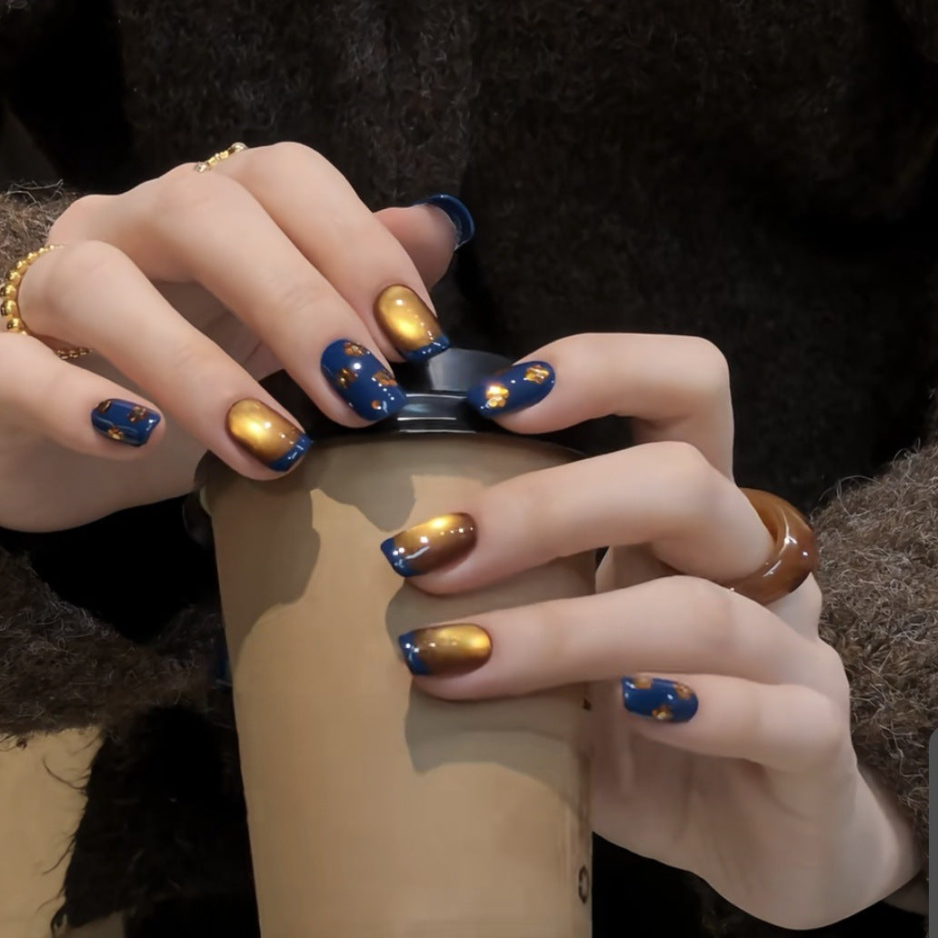 Decorative Press-On Nail Art Set with Glitter and Floral Accents Acalora