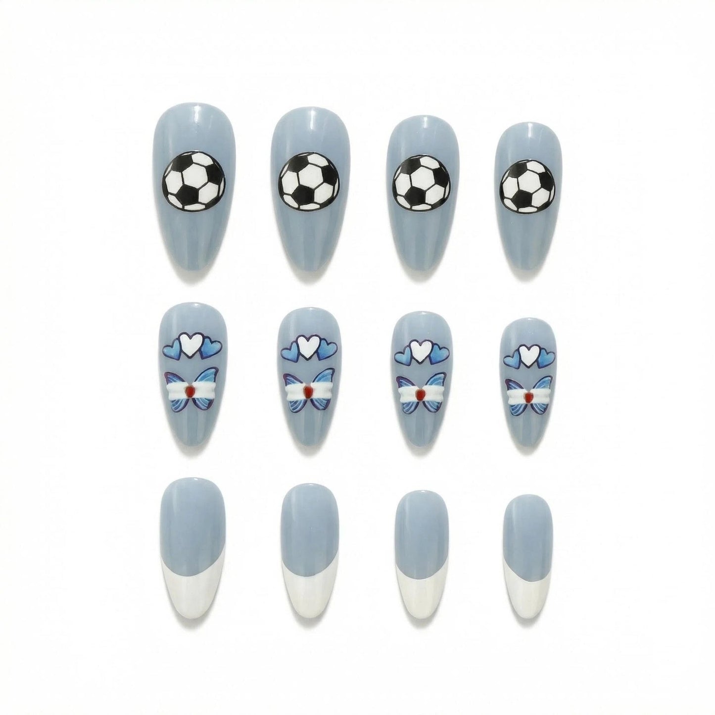Sporty artificial nails with soccer motif Acalora