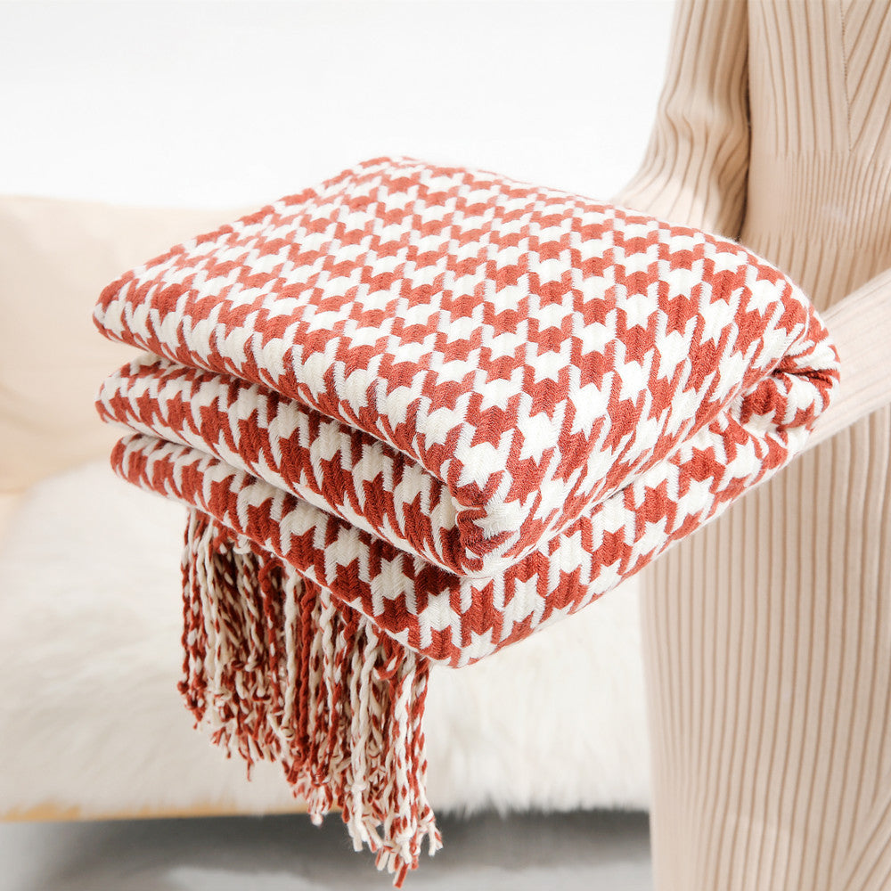 Stylish Houndstooth Pattern Throw Blanket